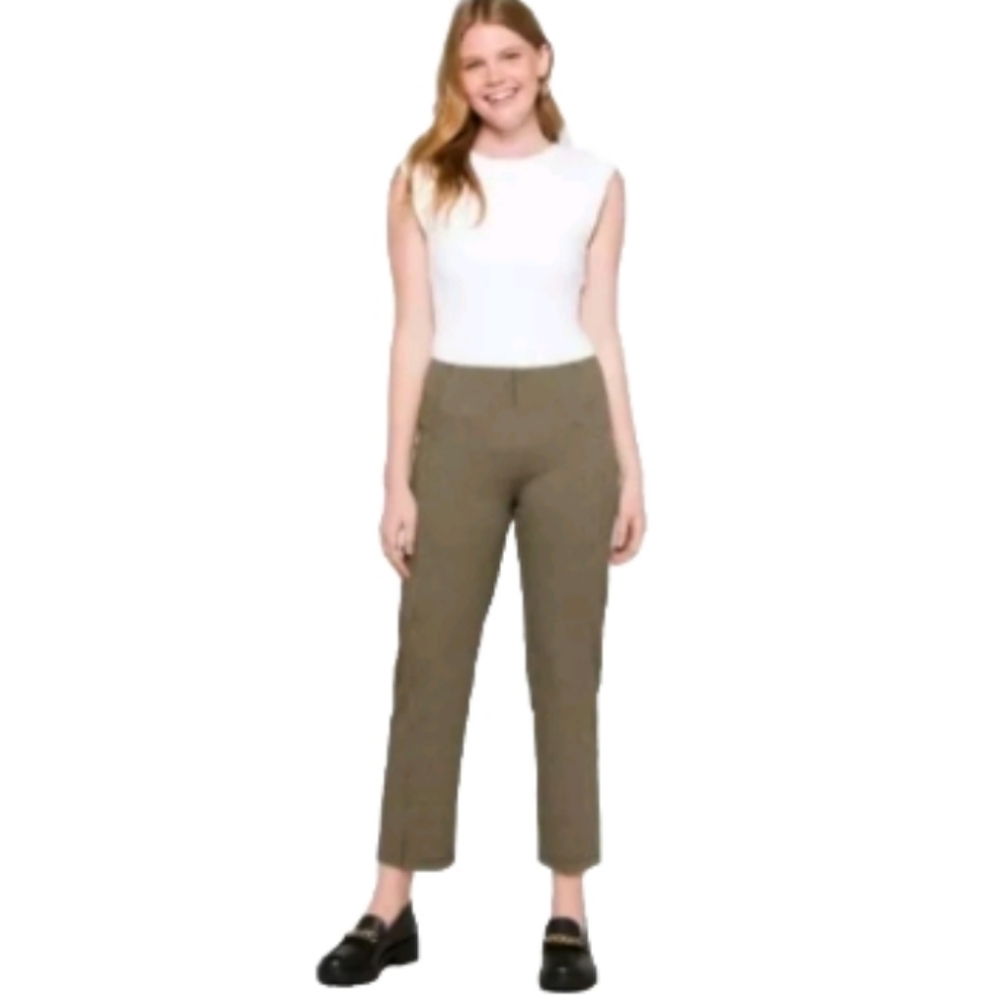 Liverpool Reese Slim Straight Leg Black/Tan Herringbone Trouser Pants SZ 16